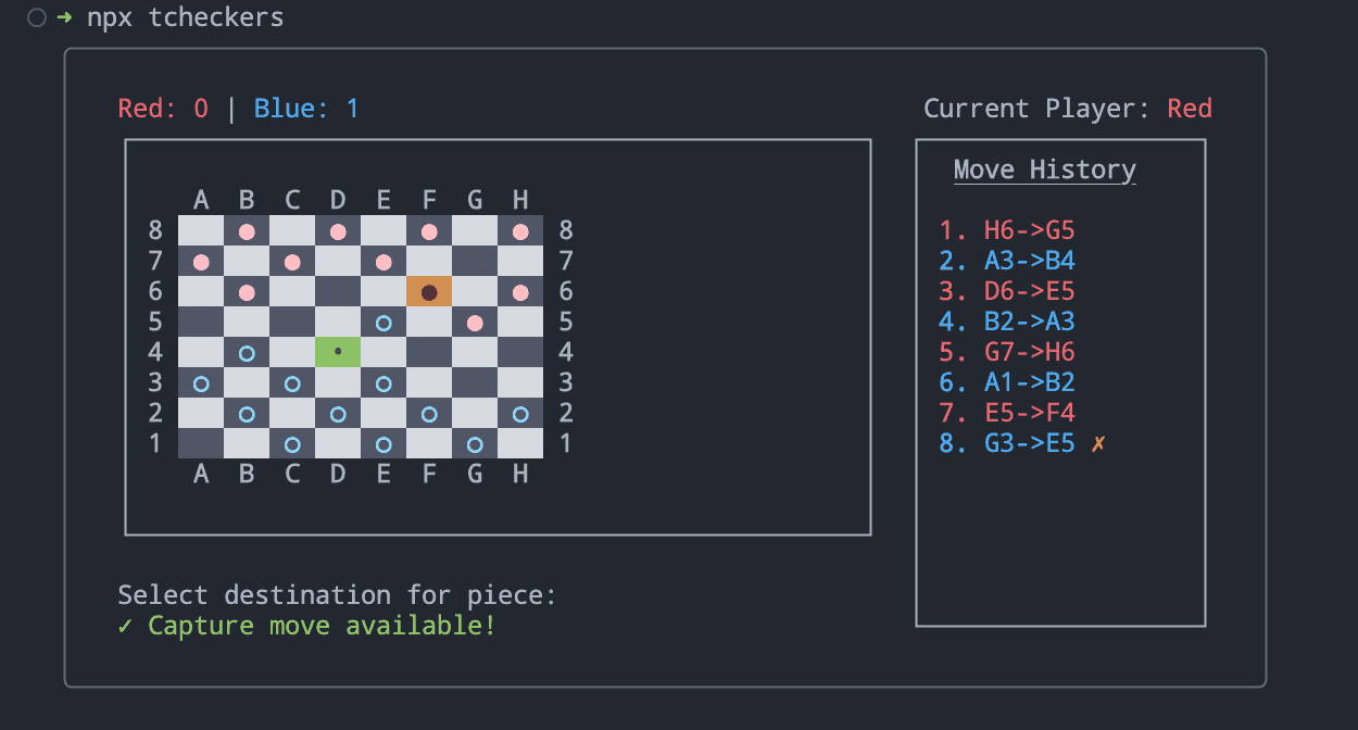 0 | Blue: | Current Player: H6->G5 Move History: A3->B4 R6->E5 B2->A3 G7->H6 1->B2 E1->F4 F3->D9 D8->C3