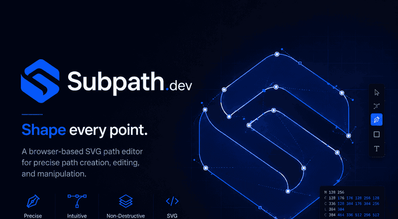 Featured image for One Year In: How SVG Path Editor evolved into Subpath