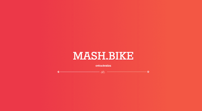 Red screen that says mash.bike ontrackratios.com in white text.