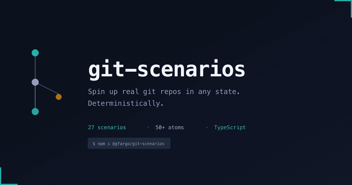 GITHUB SCENARIOS PAGE WITH SOURCE CODE ICONS AND LINK AT BOTTOM CENTER