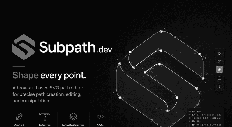 Featured image for One Year In: How SVG Path Editor evolved into Subpath