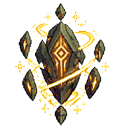 A mystical floating rune stone spinning above a sunlit forest clearing, radiating magical energy