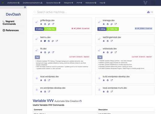 DevDash: Custom Dashboard for VVV