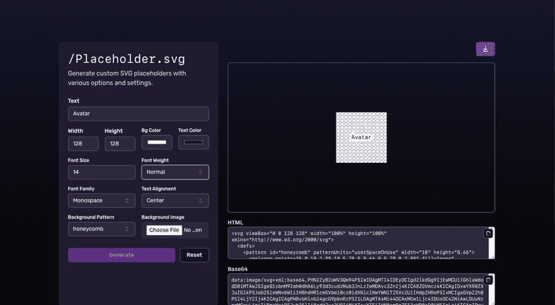 Generating a avatar svg placeholder file with placeholder.svg